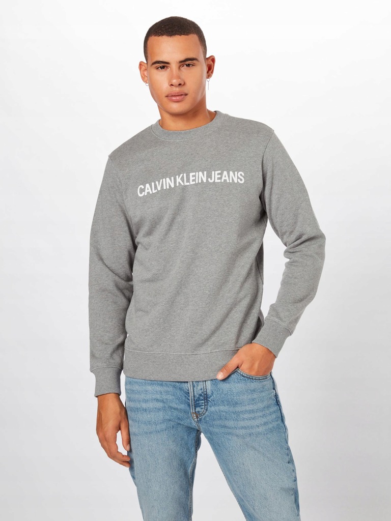 CALVIN KLEIN SZARA BLUZA MĘSKA Z NADRUKIEM XS 1AYH