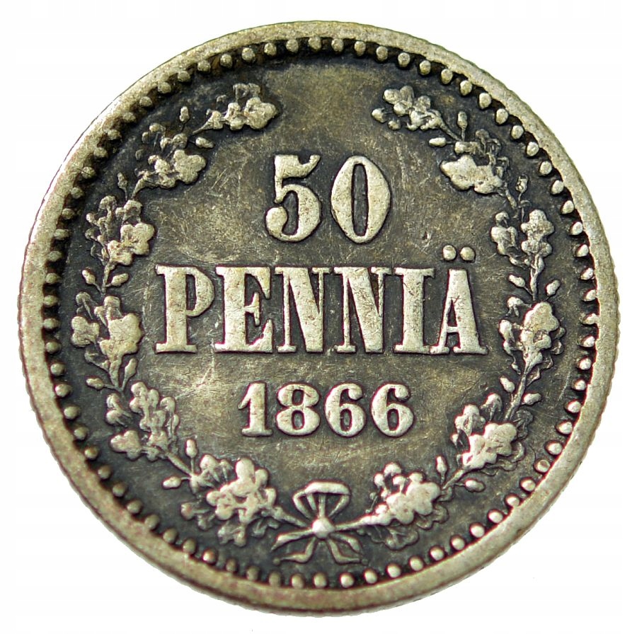 FINLANDIA ALEKSANDER II 50 PENNIA 1866