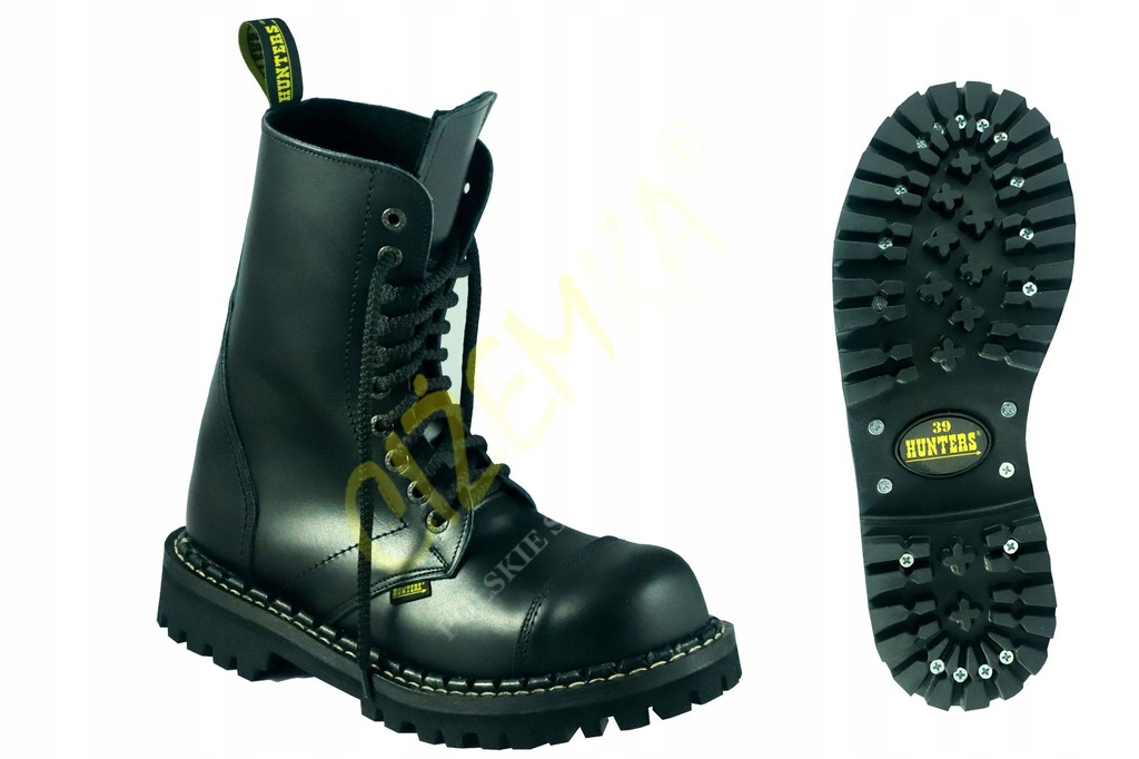 GLANY HUNTERS STEEL-NOSE 10-oczek WYSOKIE SKÓRA 42