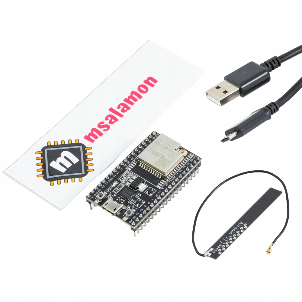ESP32 ESP-WROOM-32U zestaw z anteną i przewodem