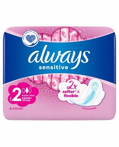 Always Sensitive Super Plus 2 Podpaski ze skrzydełkami 8 szt.