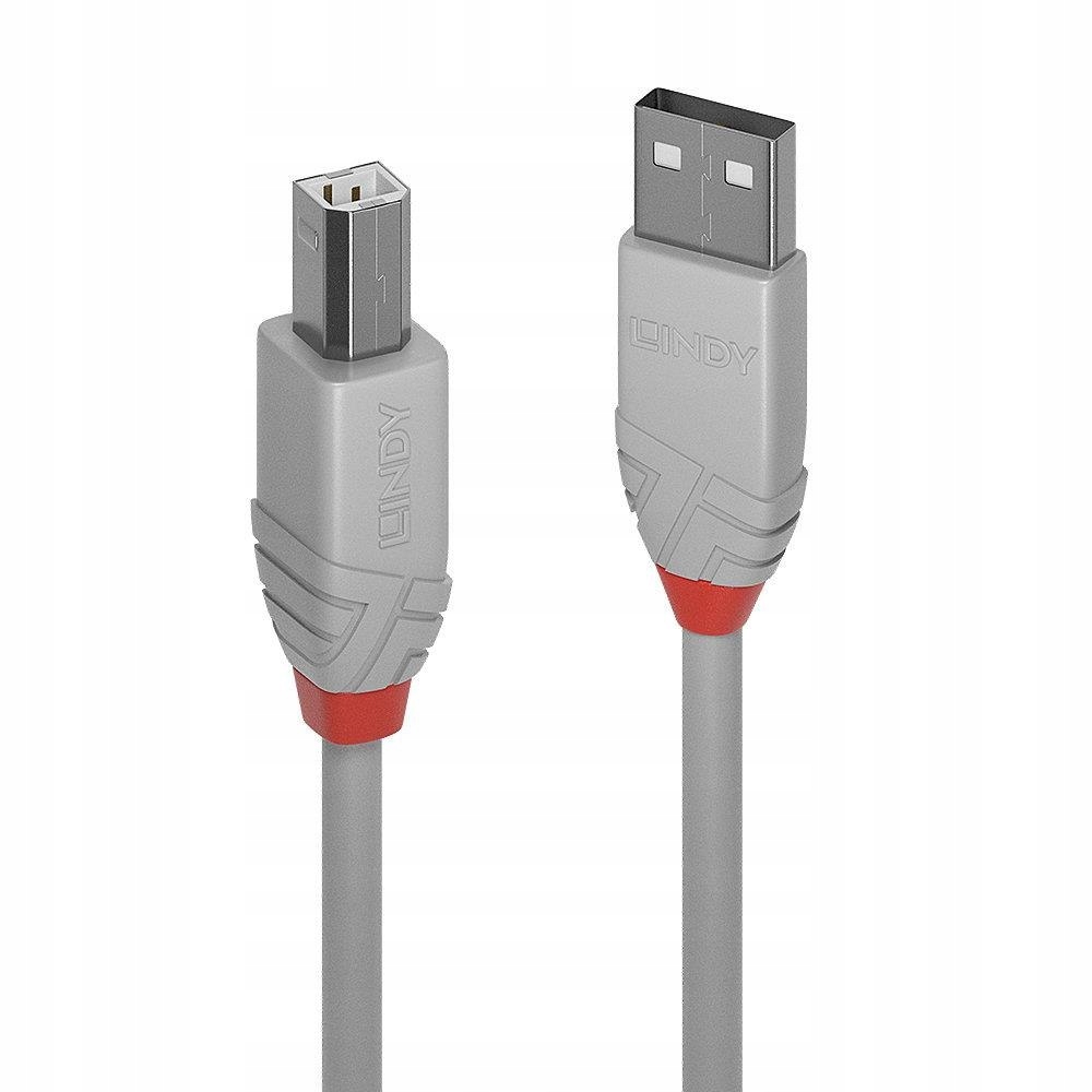Kabel USB 2.0 LINDY A/M - B/M Anthra Line 1m do drukarki szary
