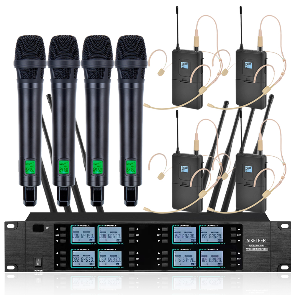 UHF wireless microphone 8channel handheld lavalier