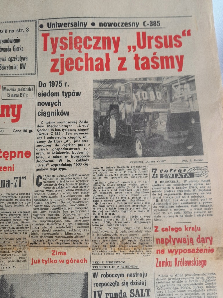 CIĄGNIK URSUS C-385 nr 1000 / URSUS U, 330, 350 inne / EW 1971
