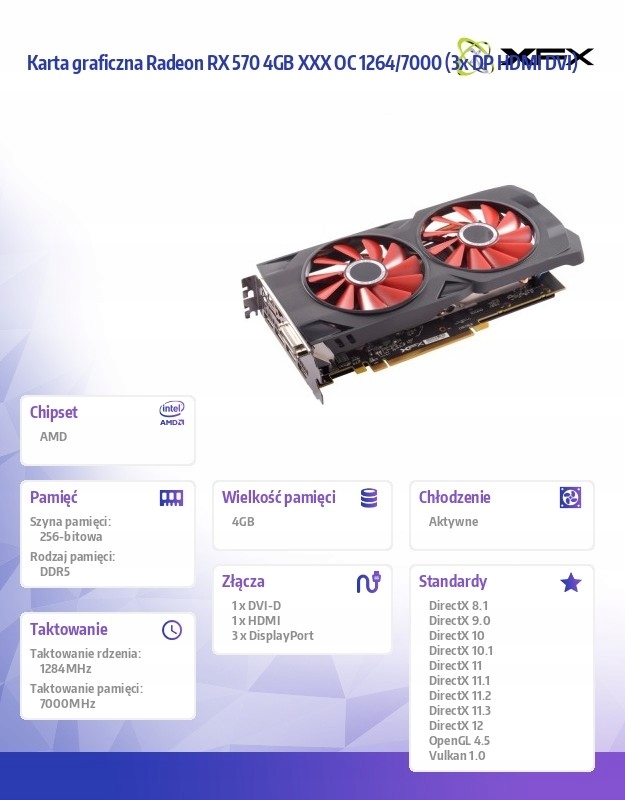 Купить Видеокарта XFX Radeon RX 570 4 ГБ XXX OC: отзывы, фото, характеристики в интерне-магазине Aredi.ru