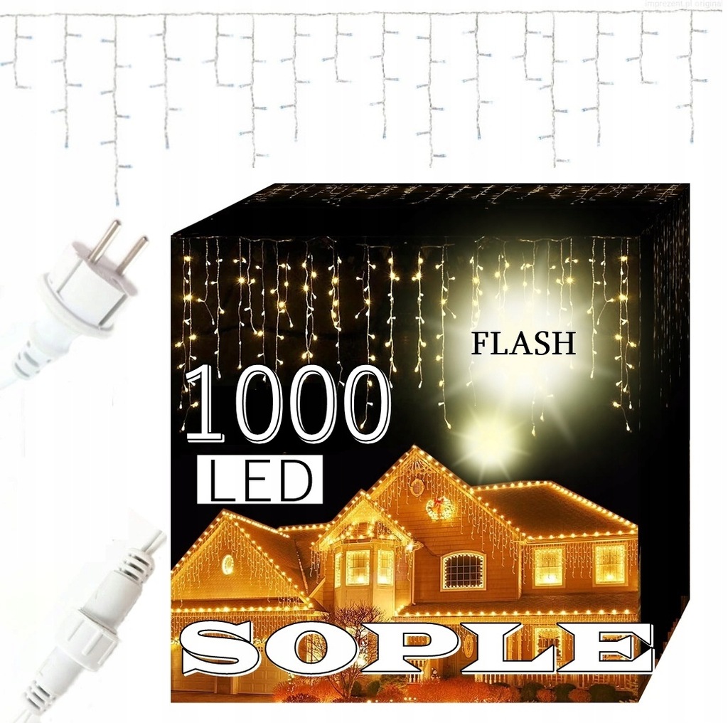 SOPLE ZEWNĘTRZNE 2000 LED LAMPKI FLASH 50metrów