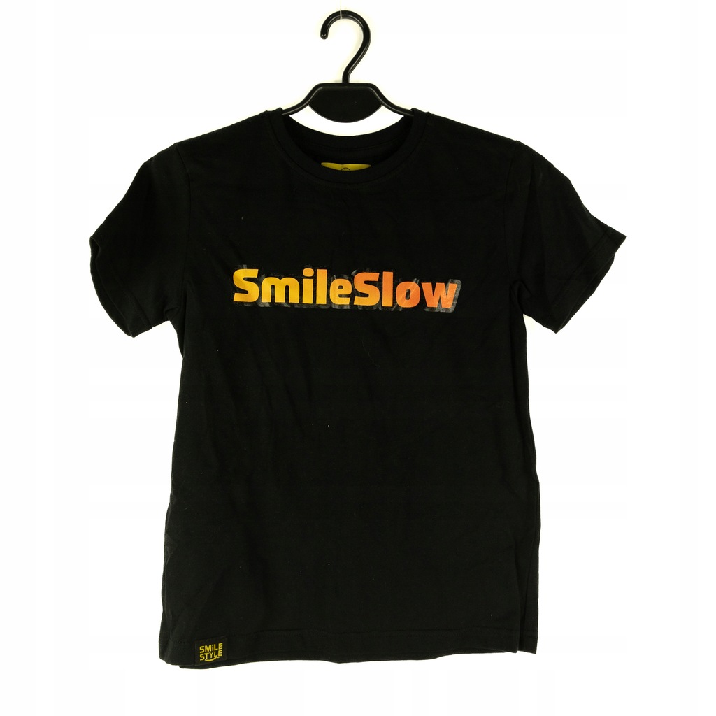 T-SHIRT DAMSKI SMILE STYLE SLOW CZARNY KRÓTKI RĘKAW PRINT 3XS