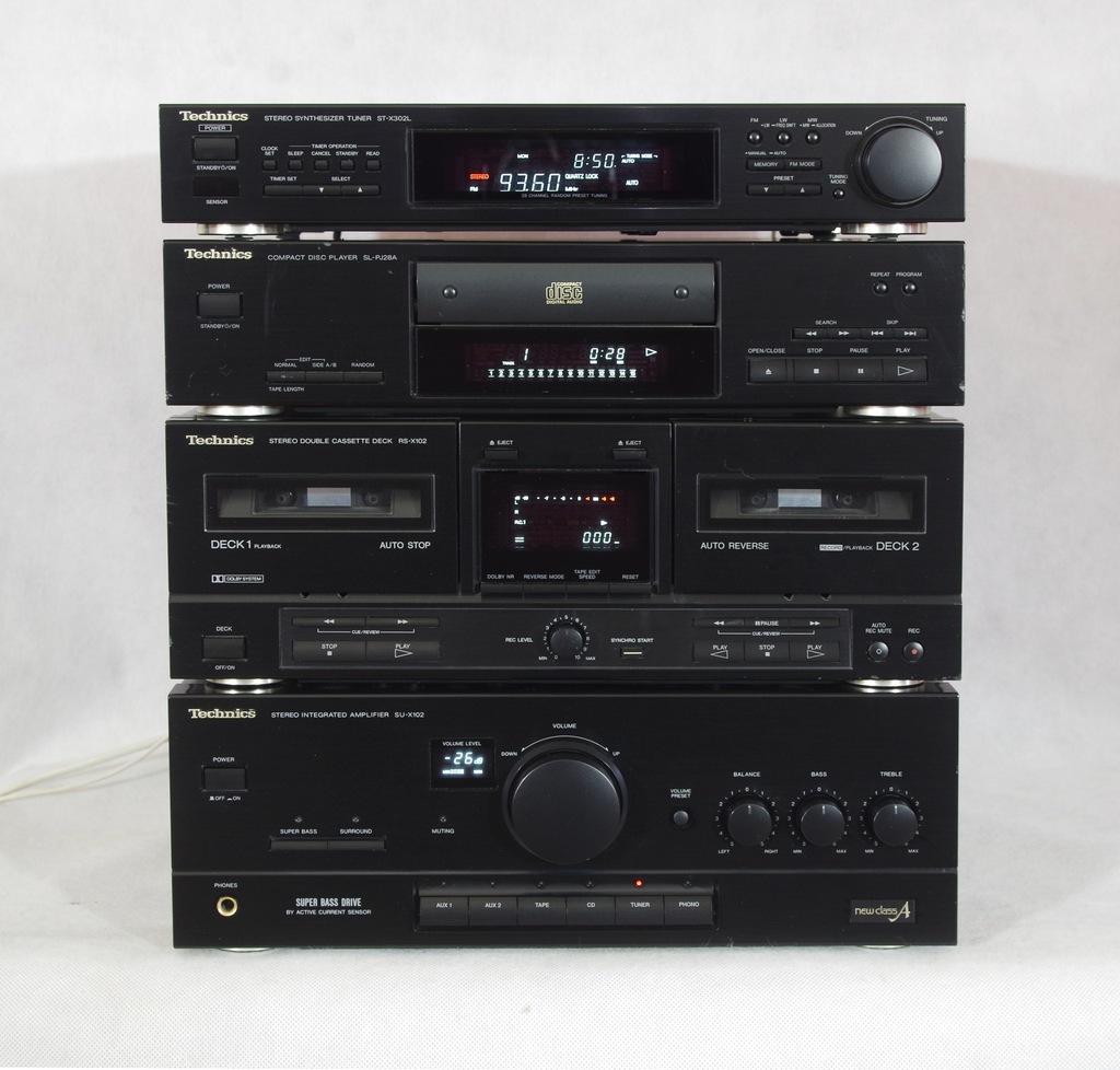 Technics SU-X102, ST-X302L, SL-PJ28A, RS-X102 zestaw stereo, midi