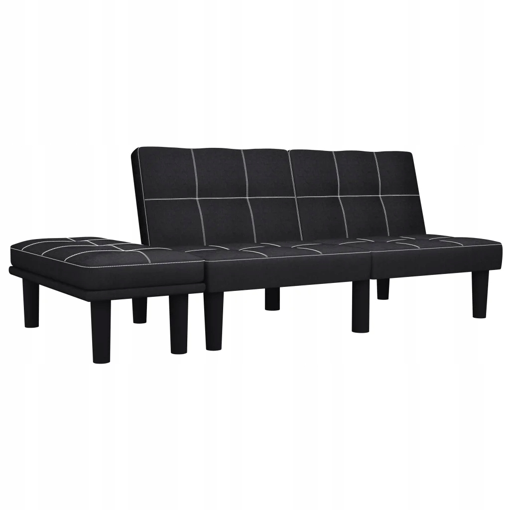 vidaXL 2-osobowa sofa, czarna, tapicerowana tkanin
