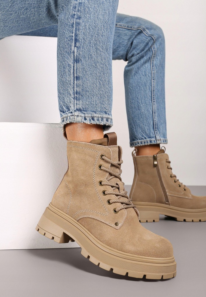 Renee Beżowe Botki damskie 41 Skóra naturalna