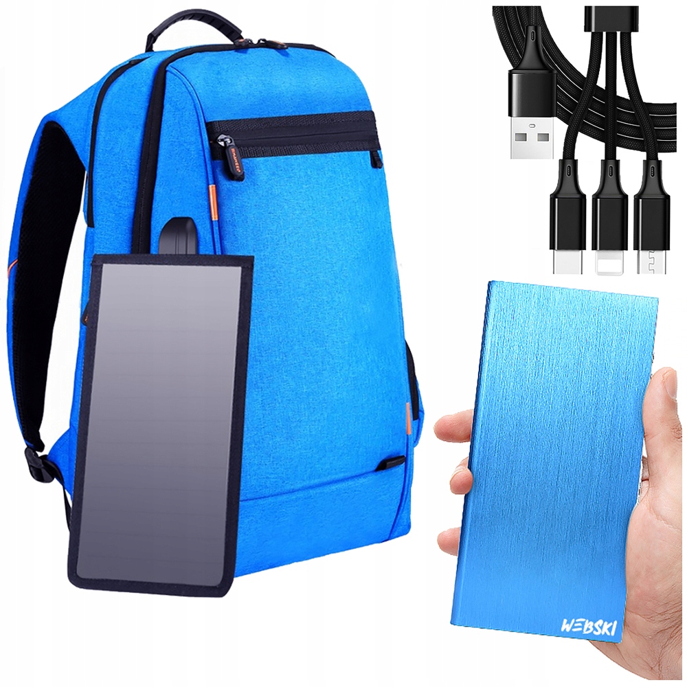 Plecak SOLARNY 7W USB SPORTOWY A4 + POWERBANK