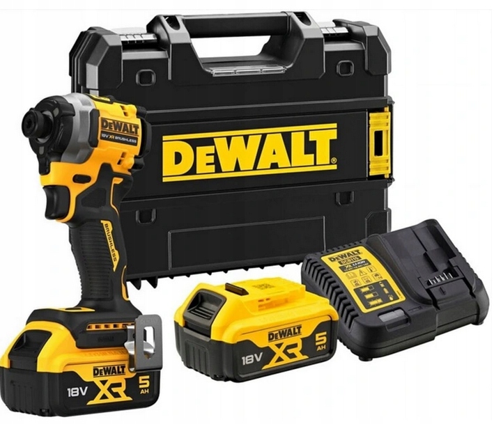 Akumulatorowy zakrętak udarowy 1/4 cala 208Nm 18V XR 2x5,0Ah Li-Ion TStak D