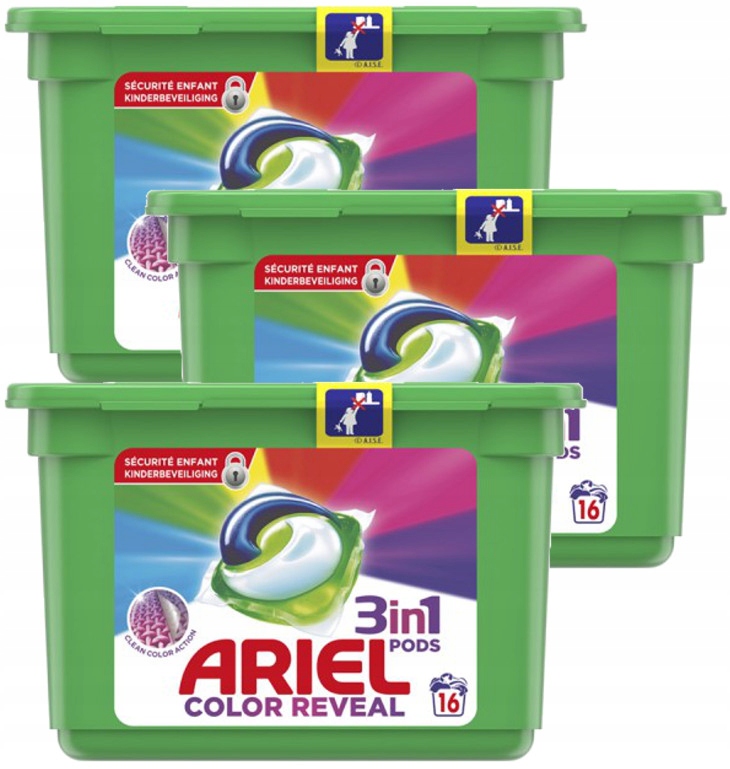 Ariel Color Kapsułki do Prania Kolor 3 x 16szt BE - 11150345176 ...