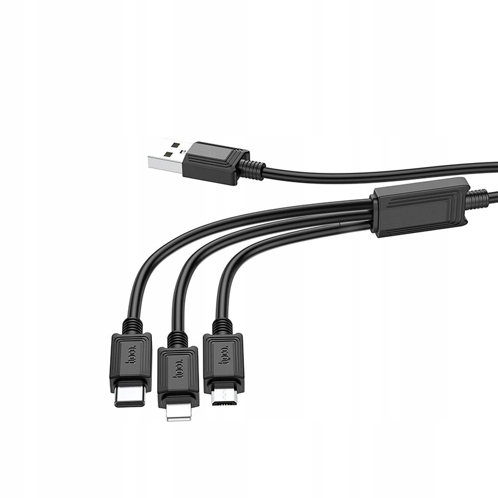 HOCO kabel 3w1 USB do Lightning / Micro USB / USB-C 2A X74 1m czarny