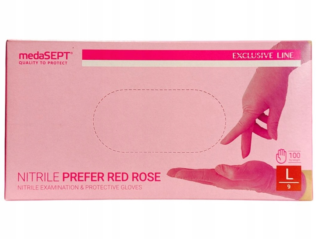 MedaSept, Rękawiczki nitrylowe, różowe, rozmiar 9 L, 100 szt