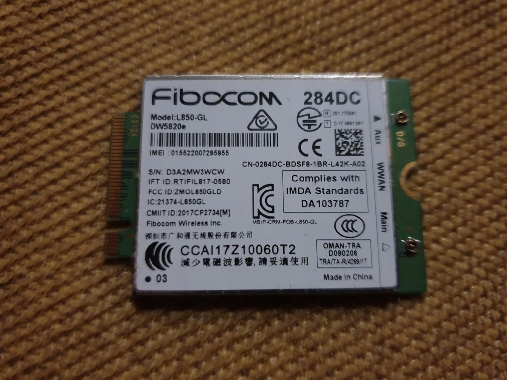 MODEM LTE 4G FIBOCOM L850-GL DW5820e DELL MODUŁ