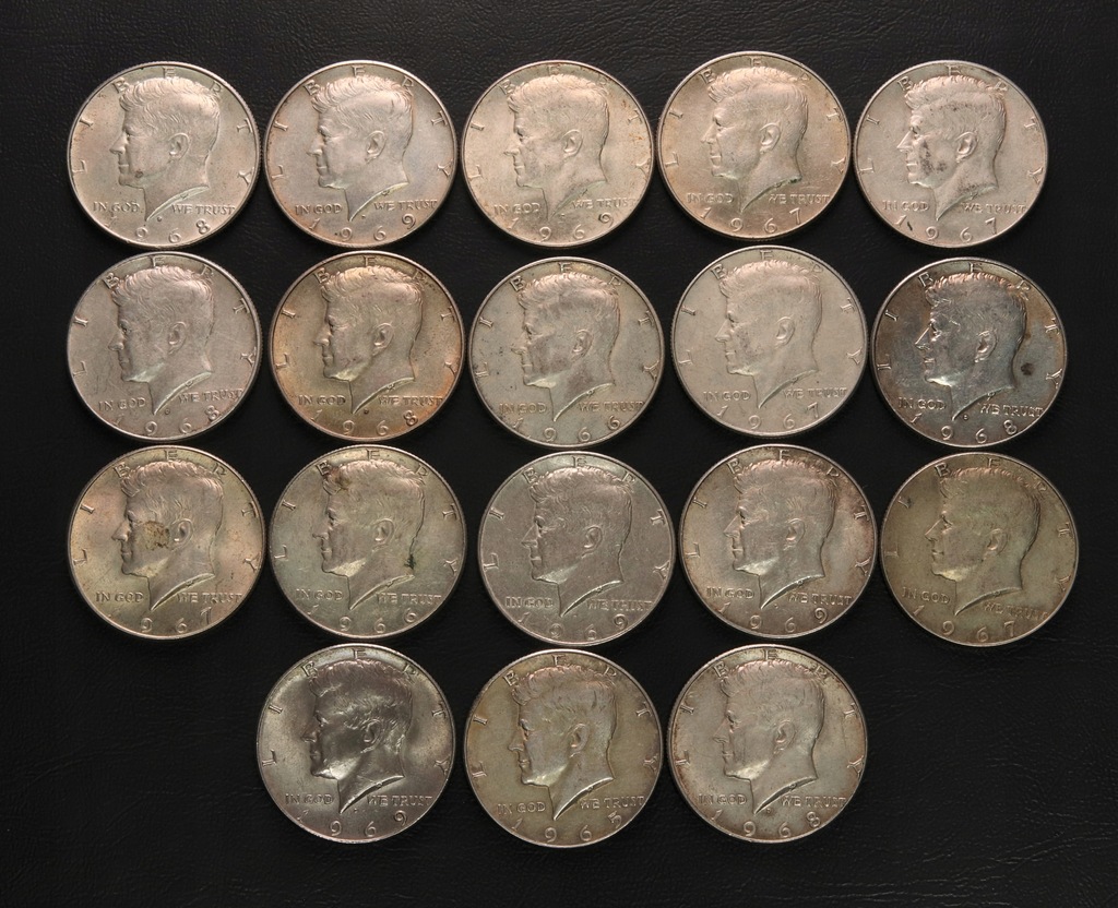 ANK USA HALF DOLLAR 50 C 1966-1969 KENNEDY 18 szt