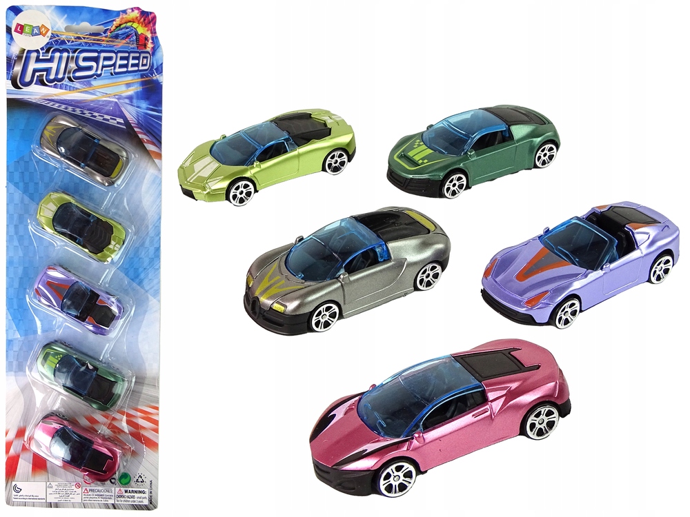 ZESTAW POJAZDÓW RESORAKI KOLOROWE 5 SZTUK -Unisex- LEAN TOYS