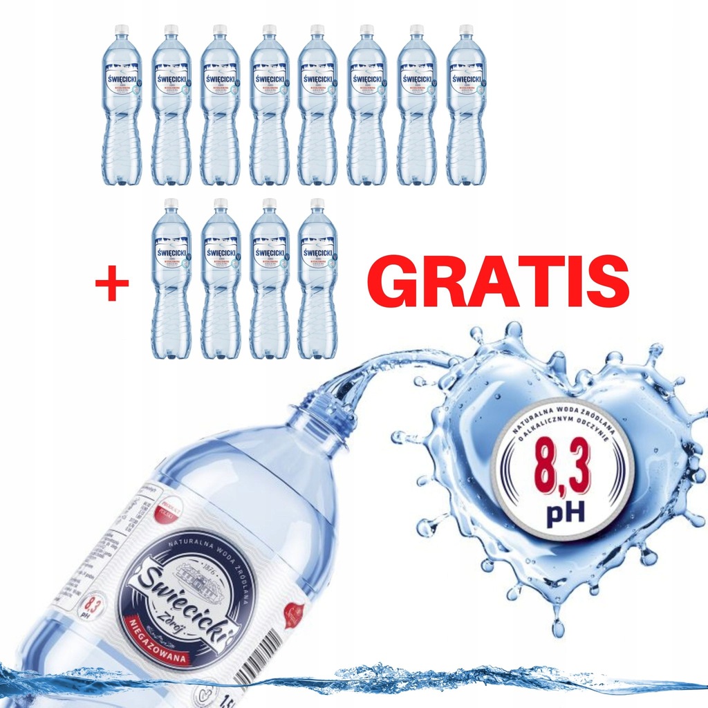 Woda Alkaliczna PH 8,3 Święcicki Zdrój 8+4 GRATIS