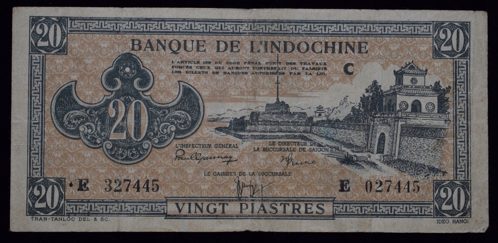 1942-1945 Indochiny Francuskie 20 piastrów