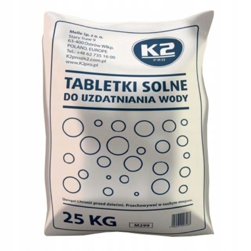 K2 SÓL TABLETKOWANA uzdatnia wodę 25 KG