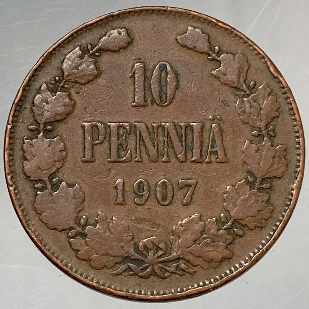 Finlandia Mikołaj II 10 pennia 1907 ładne