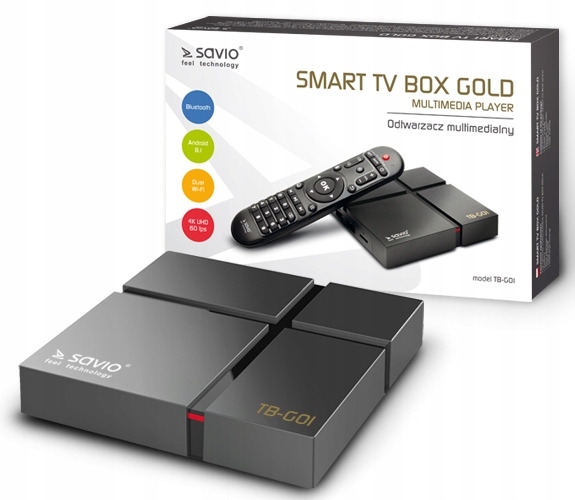 Купить Smart TV Box Gold Android 9.0 WiFi 4K Savio TB-G01: отзывы, фото, характеристики в интерне-магазине Aredi.ru