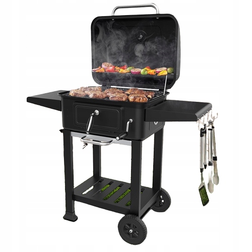 DUŻY GRILL OGRODOWY WĘGLOWY POKRYWA KORBA KOMINEK 13904218038