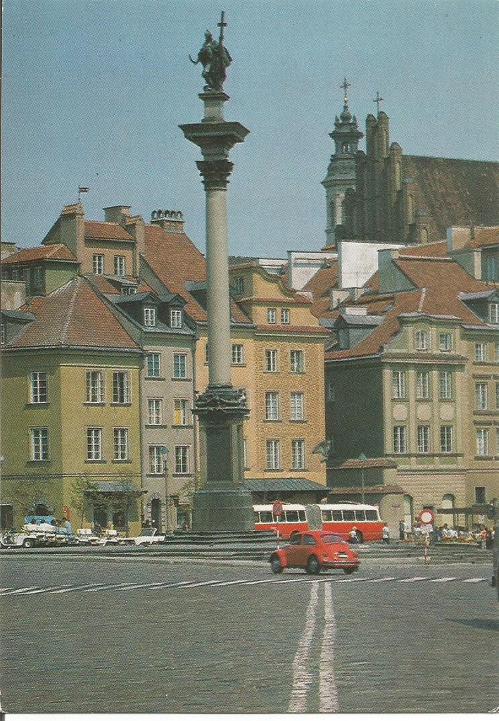 Warszawa Kolumna Zygmunta III, autobus, garbus