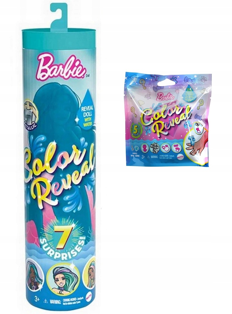 BARBIE Color Reveal Lalka GTP43 Zwierzątko GRATIS - 11237007126 ...