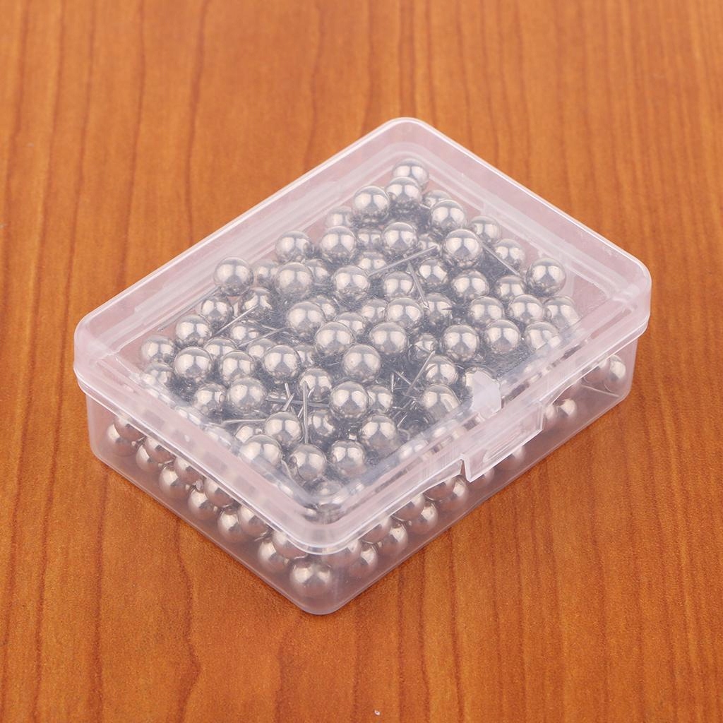 100/200 Pieces Push Pins Tacks, 0.16inch Pins with Silver 200