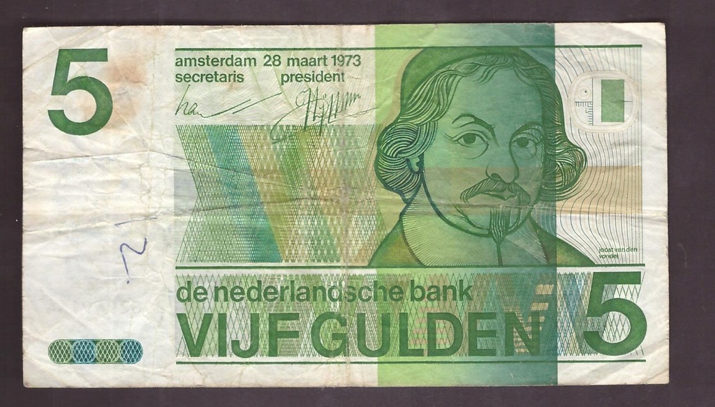 Holandia - banknot - 5 Gulden 1973 rok
