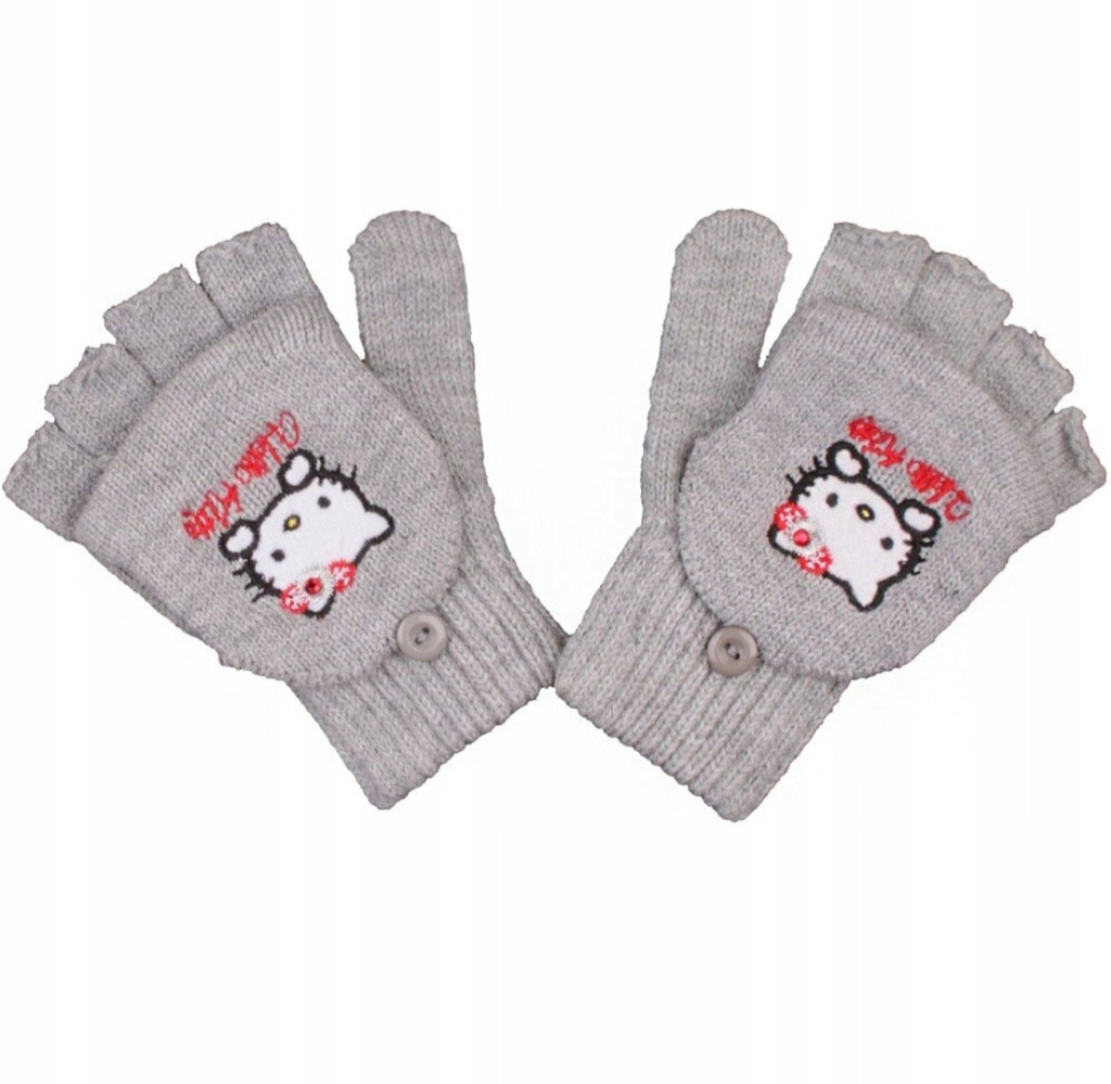 Rękawiczki dziecięce Hello Kitty mitenki zamykane kot kotek dla dziewczynek