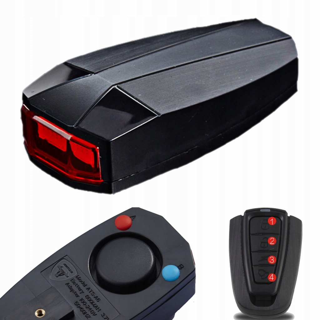 Alarm rowerowy z pilotem + lampka z akumulatorem