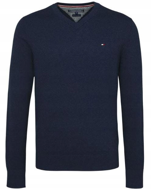 SWETER MĘSKI V TOMMY HILFIGER GRANATOWY KASZMIR S