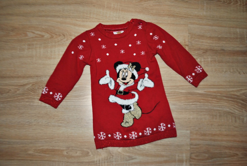 DISNEY sukienka sweterek MYSZKA MINNIE 86 BDB