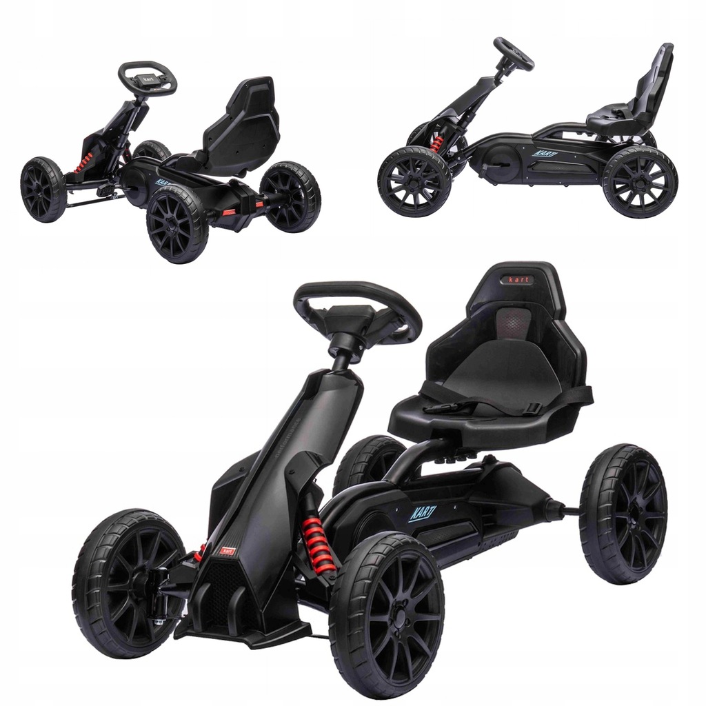 GOKART NA PEDAŁY DUŻY DLA DZIECI HAMULEC SPORTOWY PERFORMANCE CZARNY