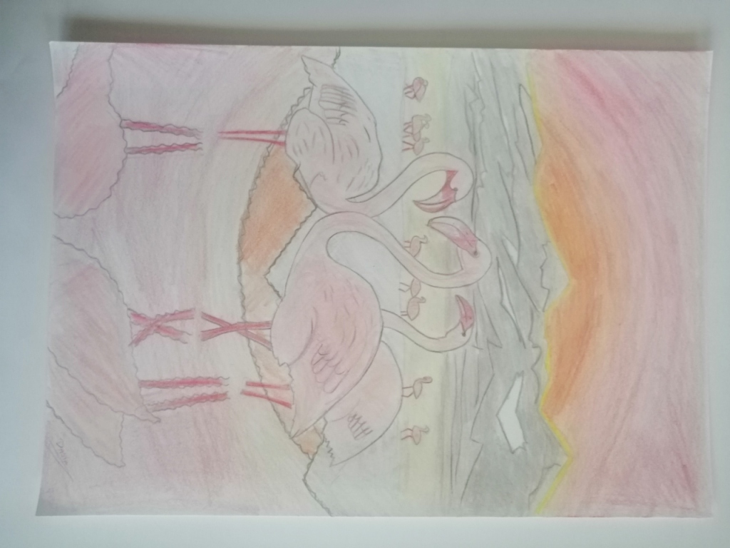 Rysunek "Flamingi" - Basia 11 lat