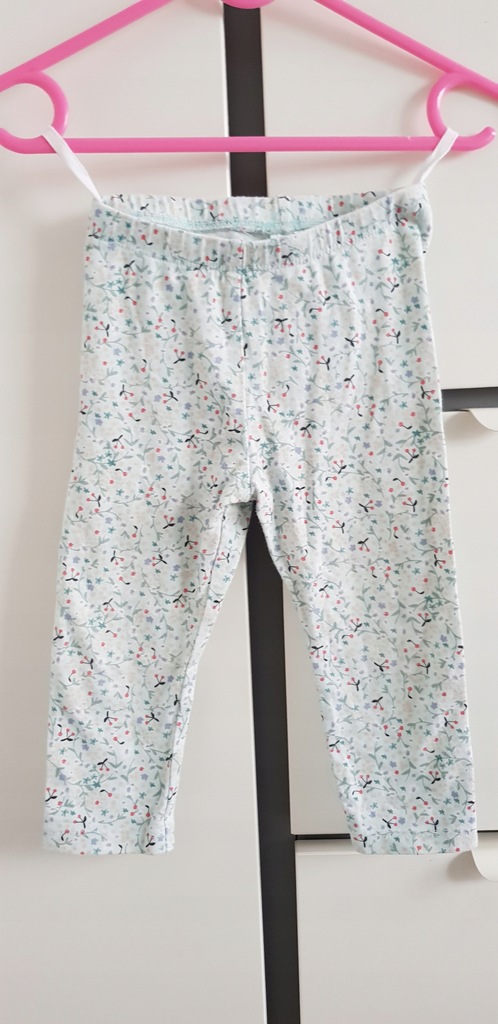 H&M niebieskie kwiatuszki legginsy 86 12-18 m