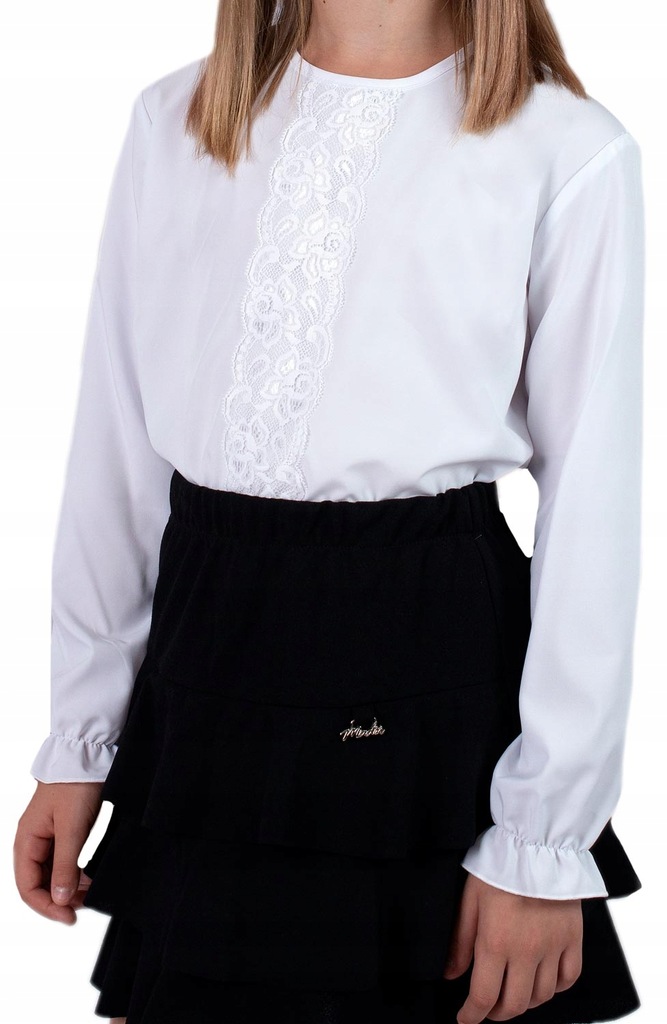 Biała bluzka dla dziewczynki z gipiurą 152