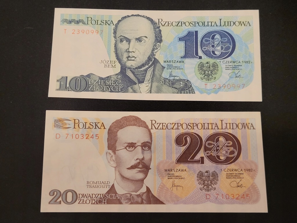 od 10 do 10.000 złotych 1982 - 1988 rok UNC