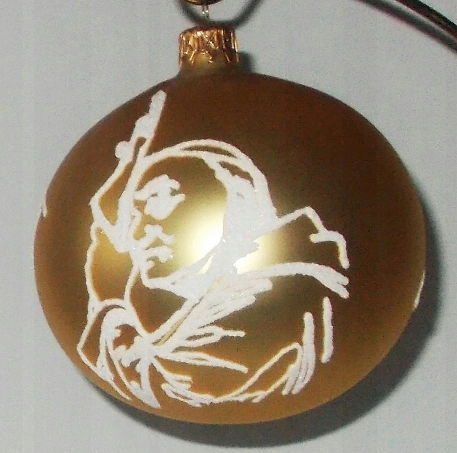 Bombka szklana złota ręcznie zdobiona Jan Paweł II