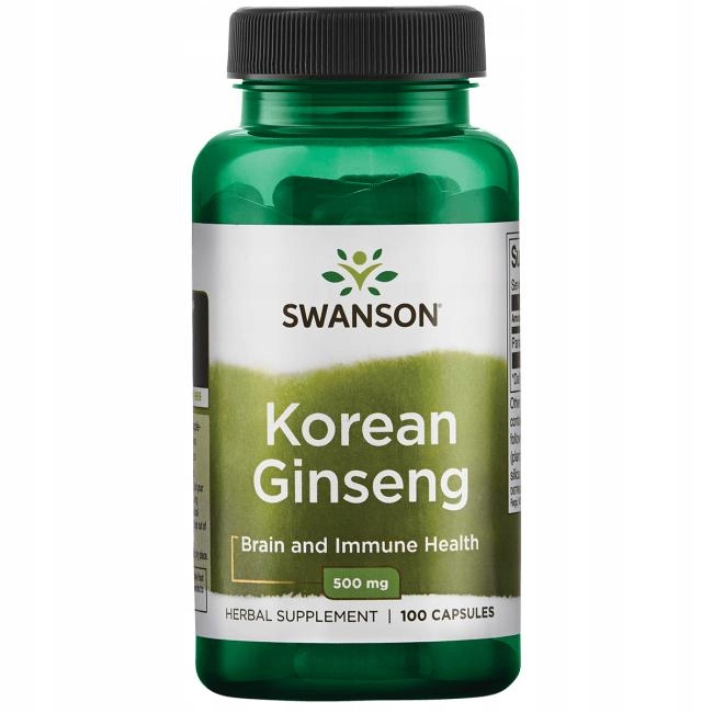 SWANSON Korean Ginseng 500mg, 100kaps. - żeń-szeń koreański ____________