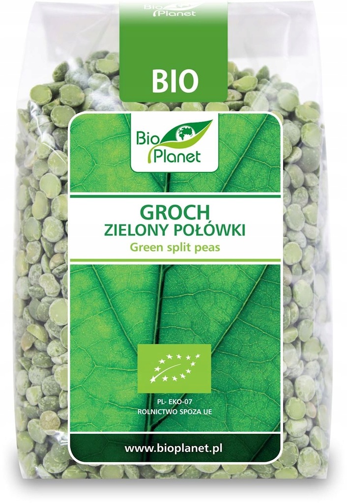 GROCH ZIELONY POŁÓWKI BIO 400 g - BIO PLANET