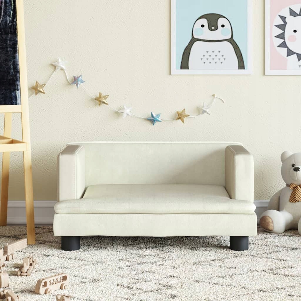 VidaXL Sofa dla dzieci, kremowa, 60x40x30 cm, aksamit