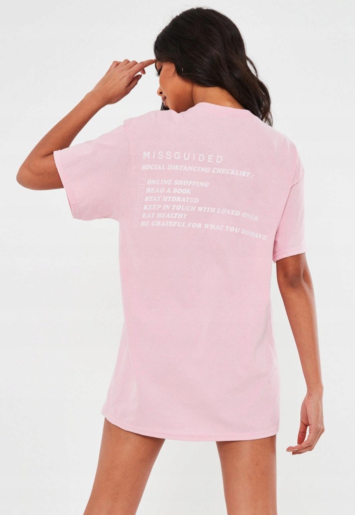 24U144 MISSGUIDED__XXZ T-SHIRT OVERSIZE NAPISY__L