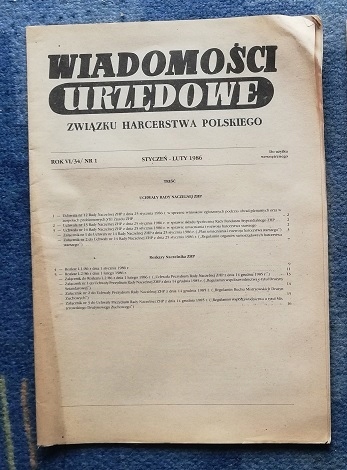 WIADOMOŚCI URZĘDOWE ZHP - 1 / 1986