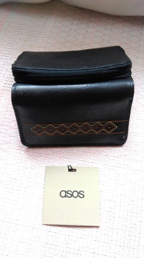 ASOS/Czarny, skórzany portfel haftowany z Londynu