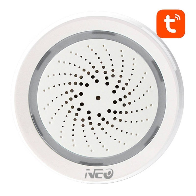 Syrena Alarmowa WiFi NEO NAS-AB02WT TUYA 100dB z Czujnikiem Temperatury