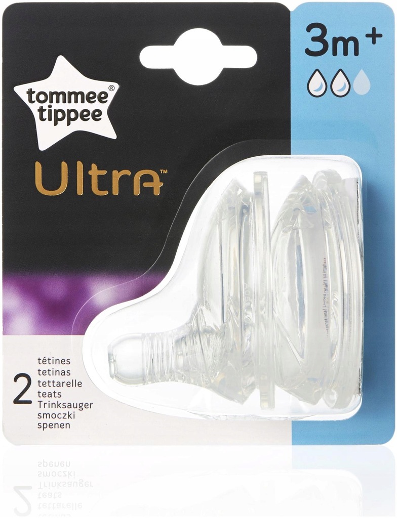 Smoczek Tommee Tippee Ultra 3m+ o średnim przepływ